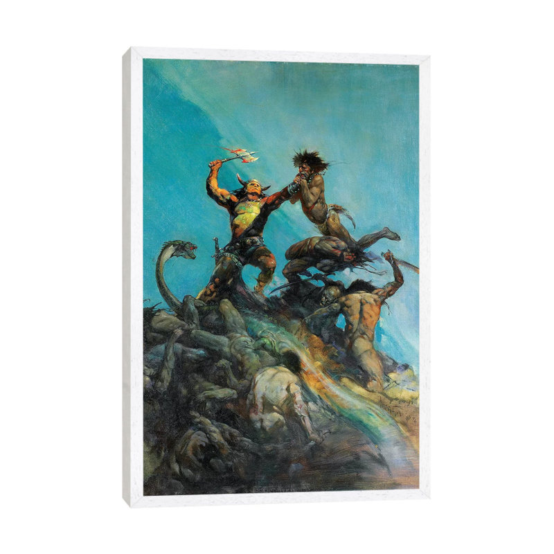Indomitable by Frank Frazetta - Painting on Canvas, 66.04 cm H x 45.72 cm W, White Floater Framed