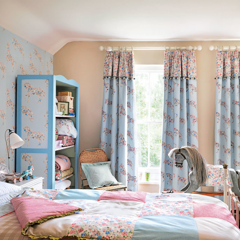 Pretty Ponies Wallpaper, Chintz/Blue