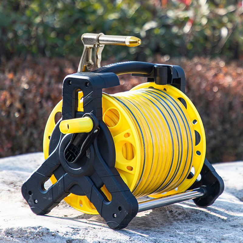 Garden Hose Reel with 20m Water Hose, Yellow, 30cm H x 20cm W x 35cm D