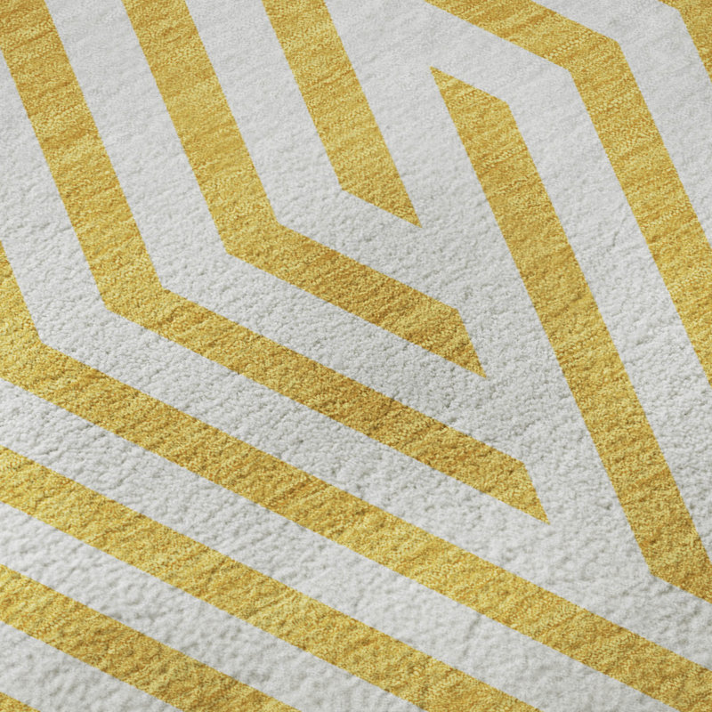 Tapis jaune Cerrito AMF550 lavable à la machine de qualité supérieure, Rectangle 10 pi x 14 pi