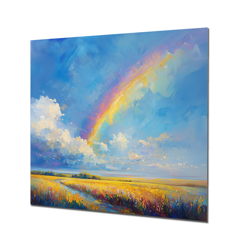 «Rainbow After The Rain I», reproduction d'art traditionnelle en métal, décoration murale arc-en-ciel en métal