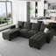 Shavera Velvet U-Shaped Sectional Couch Convertible Large Sofa Bed Sleeper With Storage Ottoman-897483178