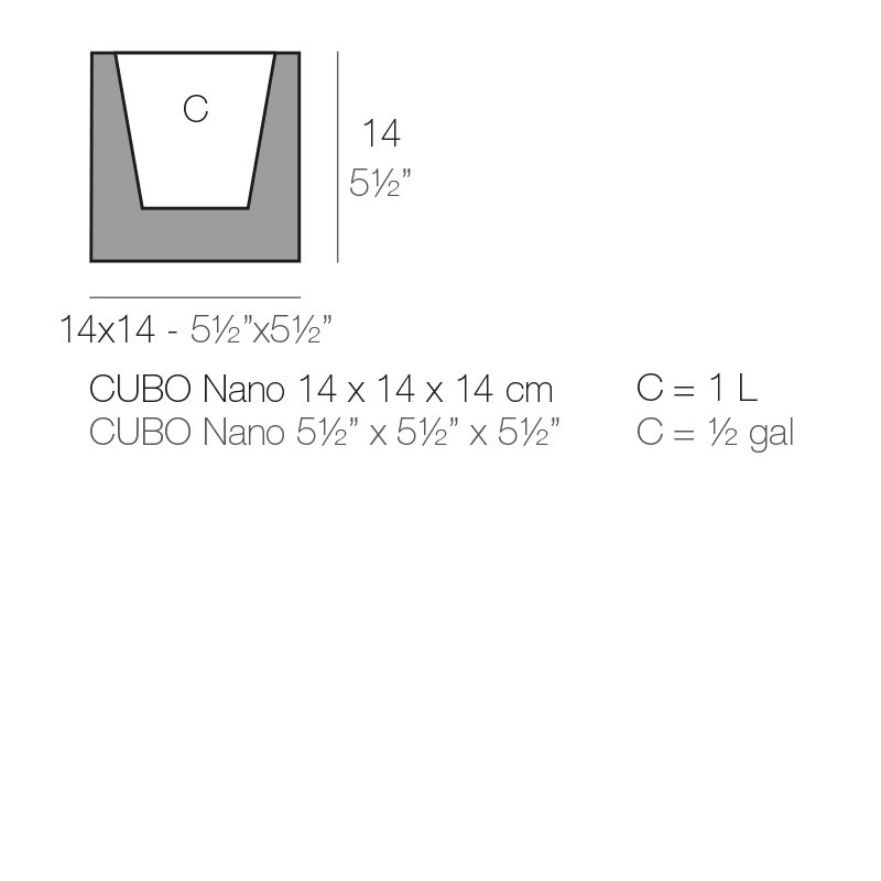 Pot de fleurs en résine Nano, H 5,5 po x l 5,5 po x P 5,5 po, Anthracite