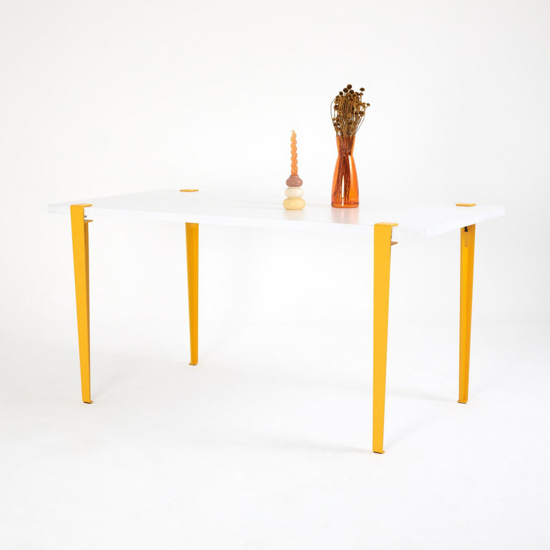 Table repas, H 29,48 po x L 29,48 po x l 58,95 po, Blanc, Jaune