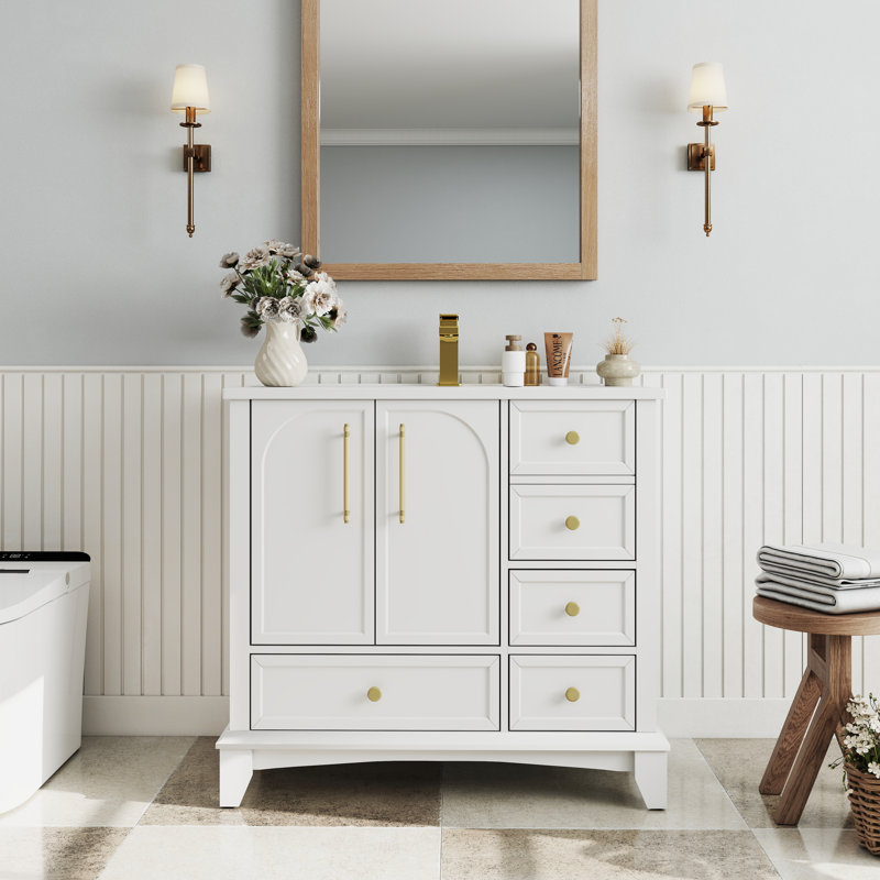 Meuble-lavabo moderne 36 "avec lavabo, Blanc