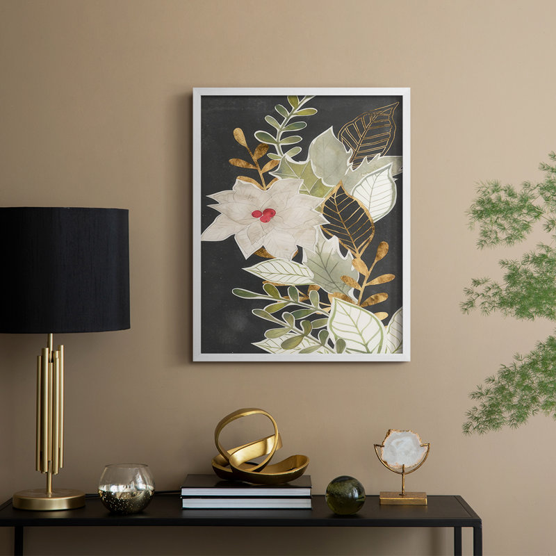 Gilded Christmas Collection B, reproduction encadrée - bois massif, H 30 po x l 24 po, Blanc
