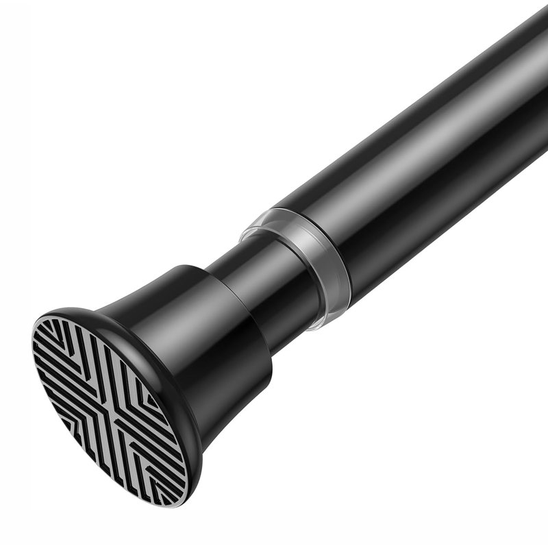 Shower Curtain Pole, 76-194 Cm, Extendable Curtain Poles ,No Drilling ,Tension Rods, Matte Black