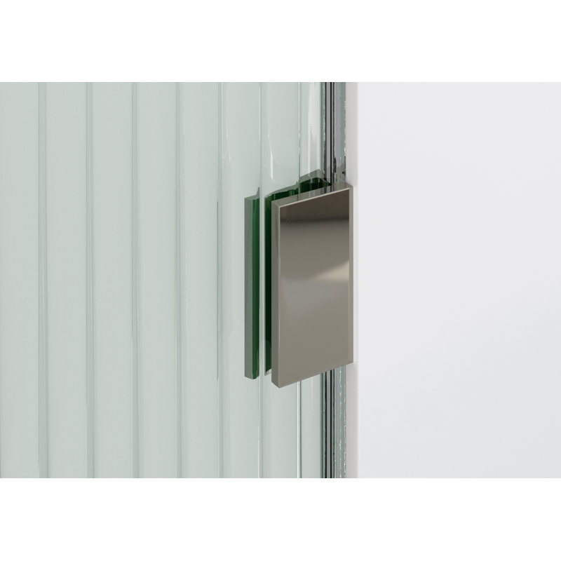 Gaia 38 in. x 78 in. Frameless Fluted Single Fixed Shower Panel, Polished Nickel