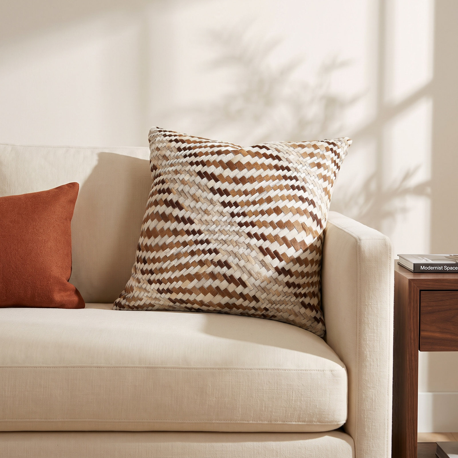 Taffeta 20" x 20" Genuine Leather Pillow Cover, Polyester