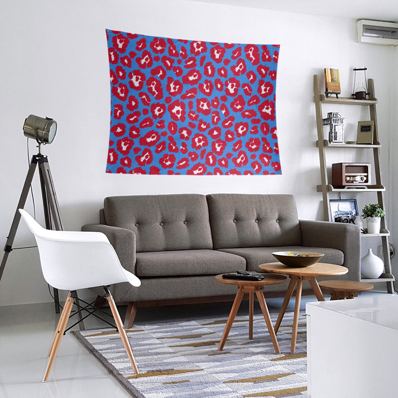 Tapisserie en microfibre de football, Bleu/rouge, H 68 po x l 80 po