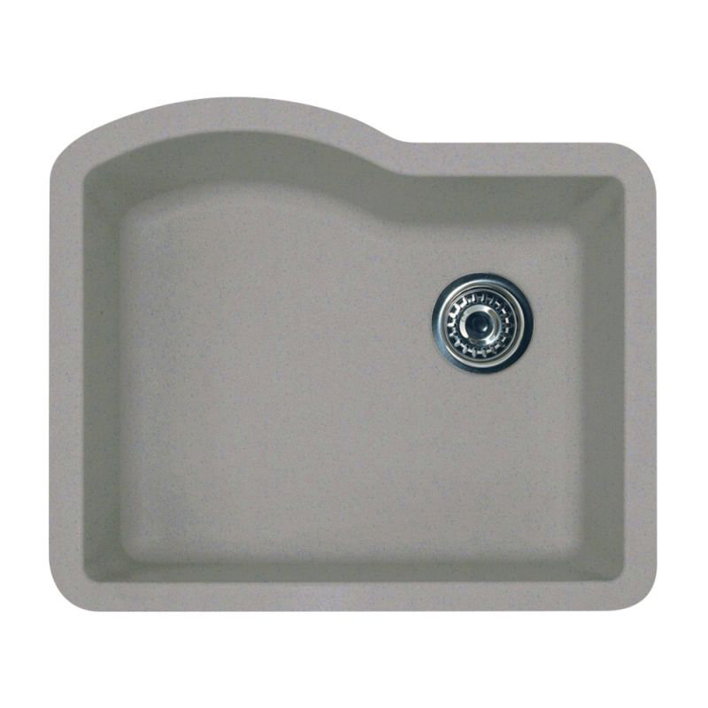 24'' L Single Bowl Granite Kitchen Sink, Metallico