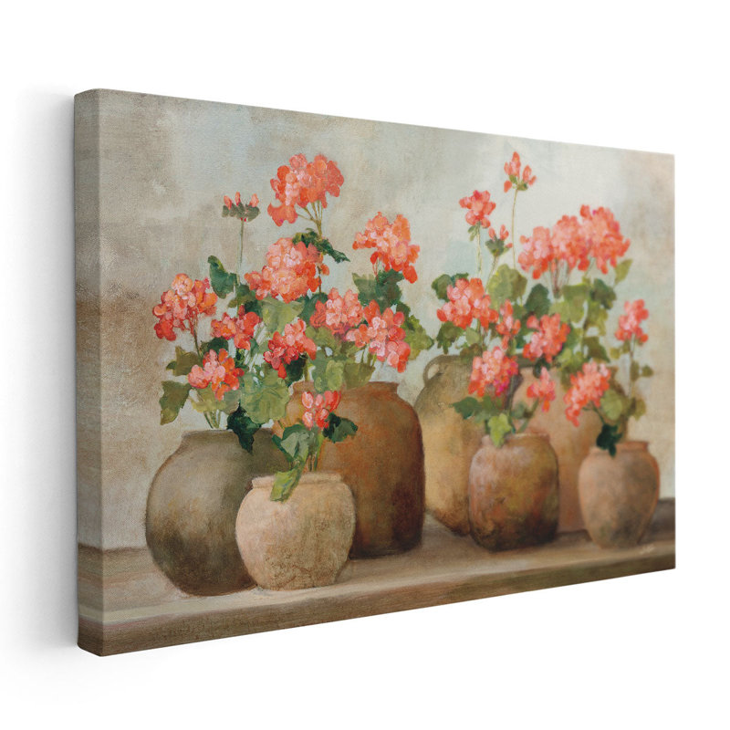 Cottage Geraniums - reproduction d'art sur toile, H 20 po x l 30 po