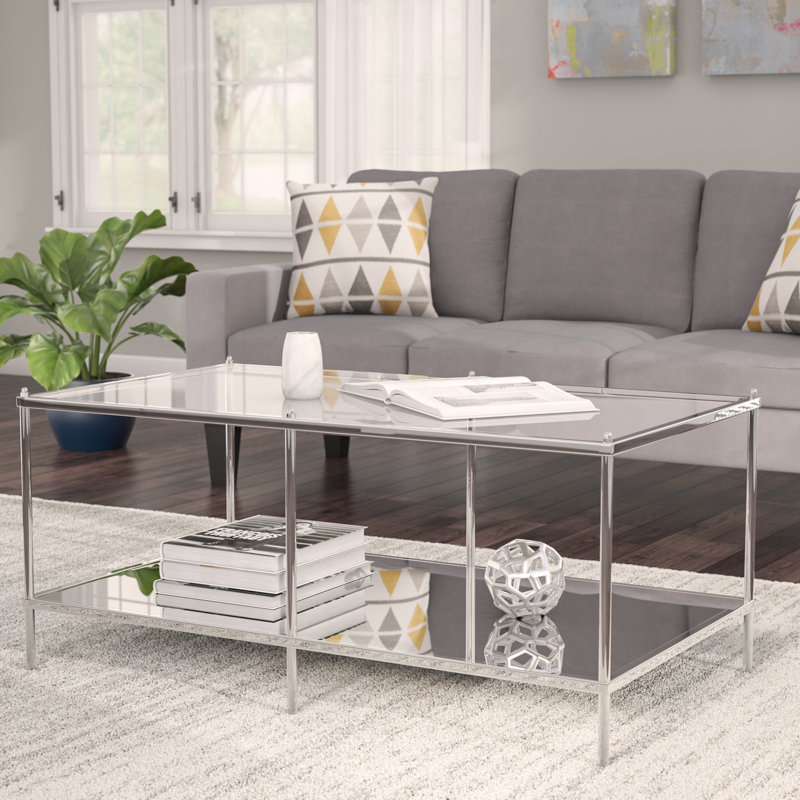 Gosport Glass Top Single Coffee Table, Chrome