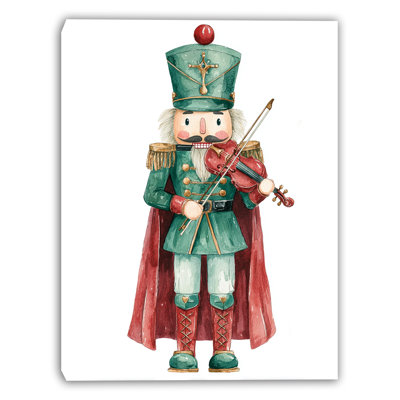 Festive Nutcracker Violinist Christmas Wrapped Canvas Wall Art