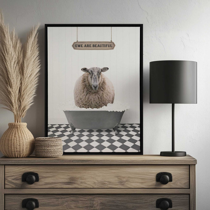 «Ewe Are Beautiful» par lettrage et reproduction d'art, Toile avec cadre, L 18 po x H 24 po, Blanc