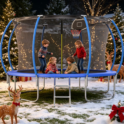 Trampoline rond pour la cour arrière avec enceinte sécuritaire, trampoline d'extérieur robuste pour enfants et adultes