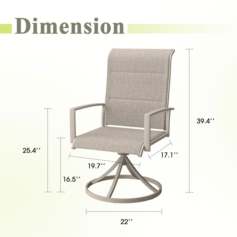 Chaise de patio rembourrée 360 °, Beige
