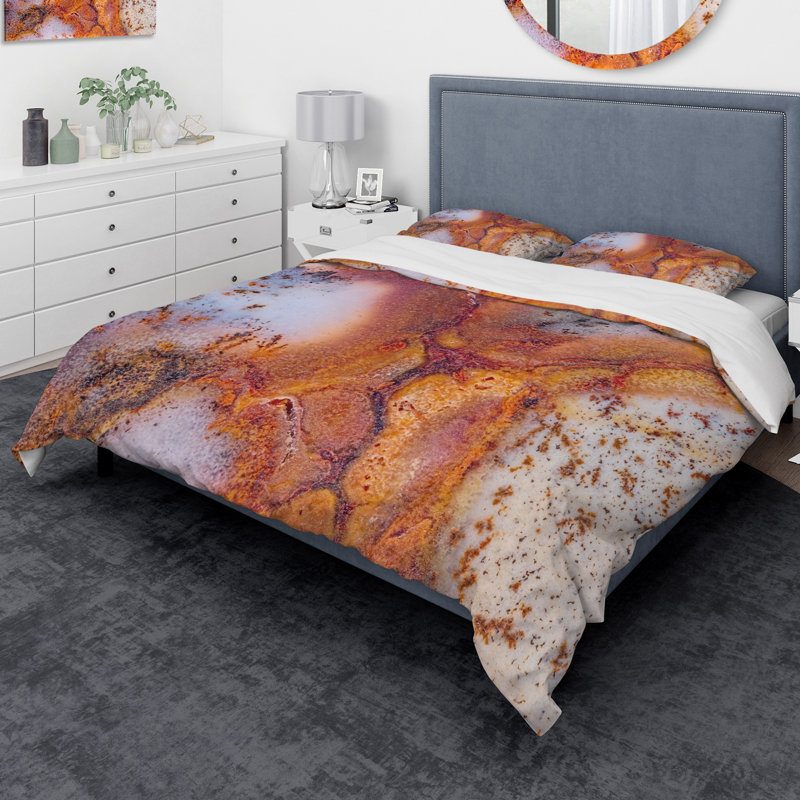 Ensemble de housse de couette en mousse agate avec fissure designart, Housse simple + 1 taie décorative