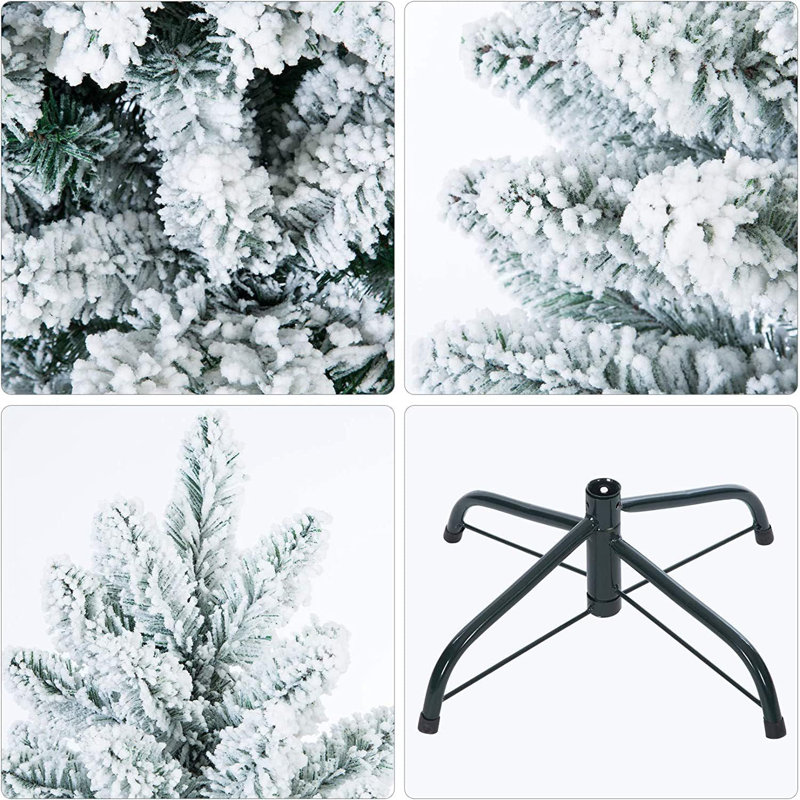 6FT Pre-Lit Snow Flocked White Artificial Christmas Tree