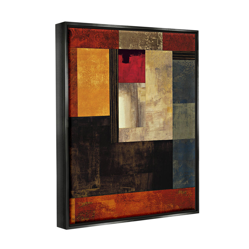 «Rich Red Geometric Squares», estampe numérique encadrée par Chris Donovan, H 21 po x l 17 po x P 1,7 po
