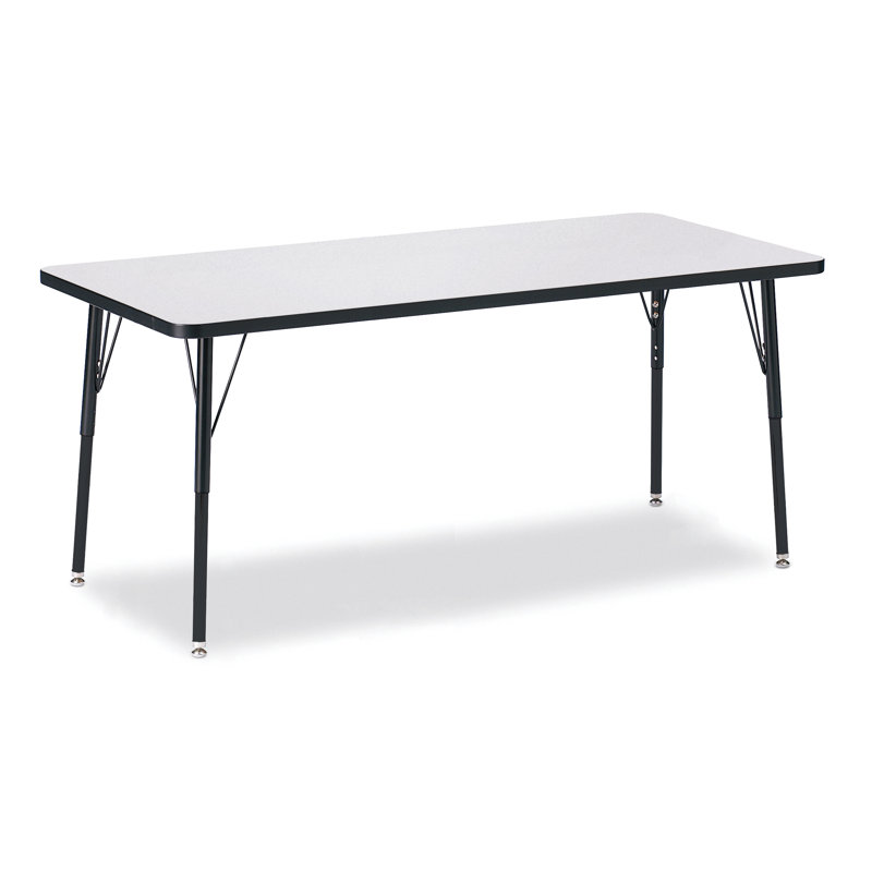 Table rectangulaire Berries, Pieds standards pour adultes 24 po - 31 po, Gris et noir, 30" x 72"