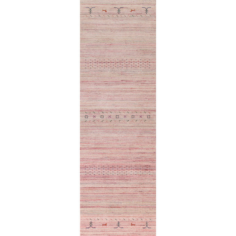 Striped Gabbeh Wool Runner Rug 3x10