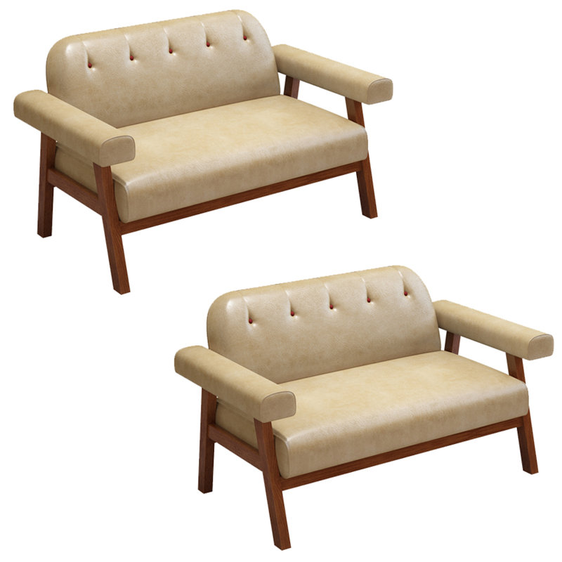 Banc rembourré en similicuir, Beige