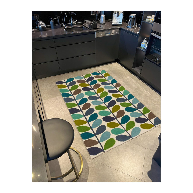 Tapis vert lavable à motif de feuilles vertes, Sous-tapis carré 3 pi 3 po inclus
