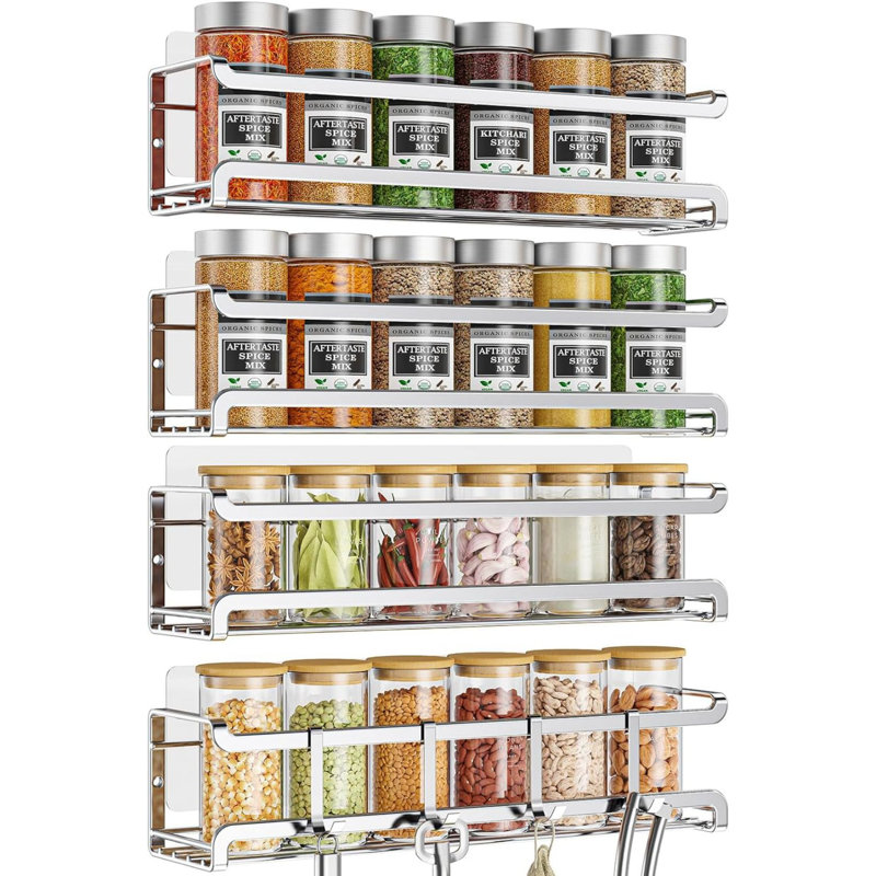 Spice Rack wall mounted 4 Pack, Black/White