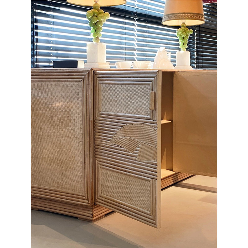 Armoire d'appoint en bois massif Simple Rattan Art