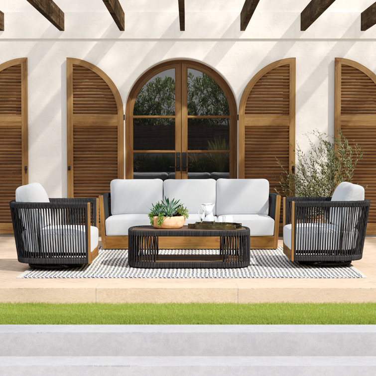 Aniston 4 Piece Sofa Seating Group with Sunbrella Cushions