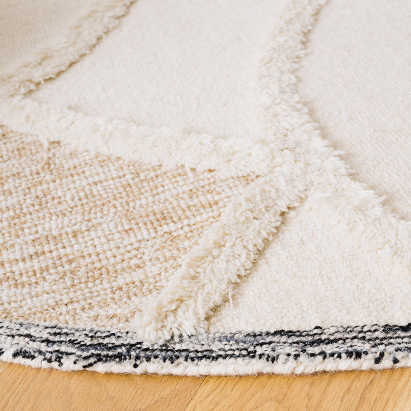 Dalontae Hand Tufted Wool/Cotton Geometric Rug in Brown/Ivory, Round 6'