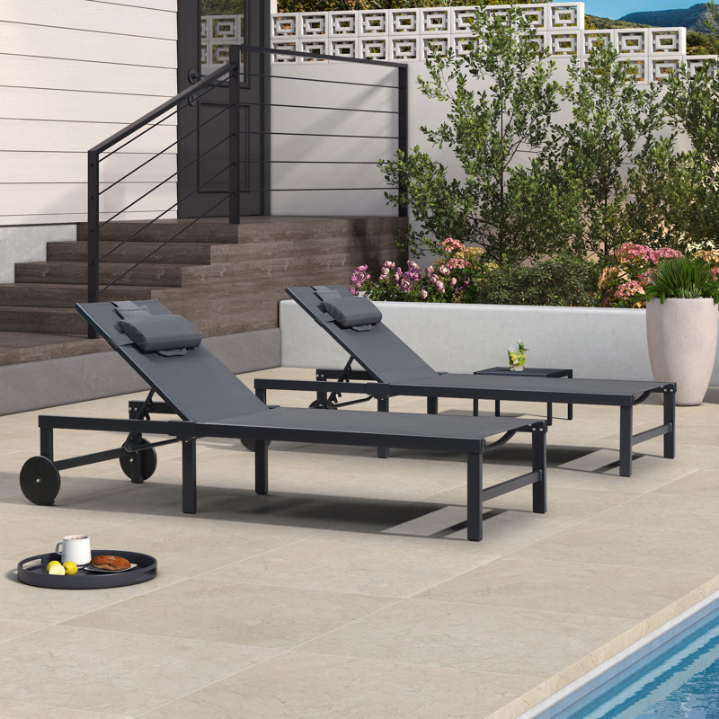 76.77'' Long Face Down Chaise Lounge, Dark Gray