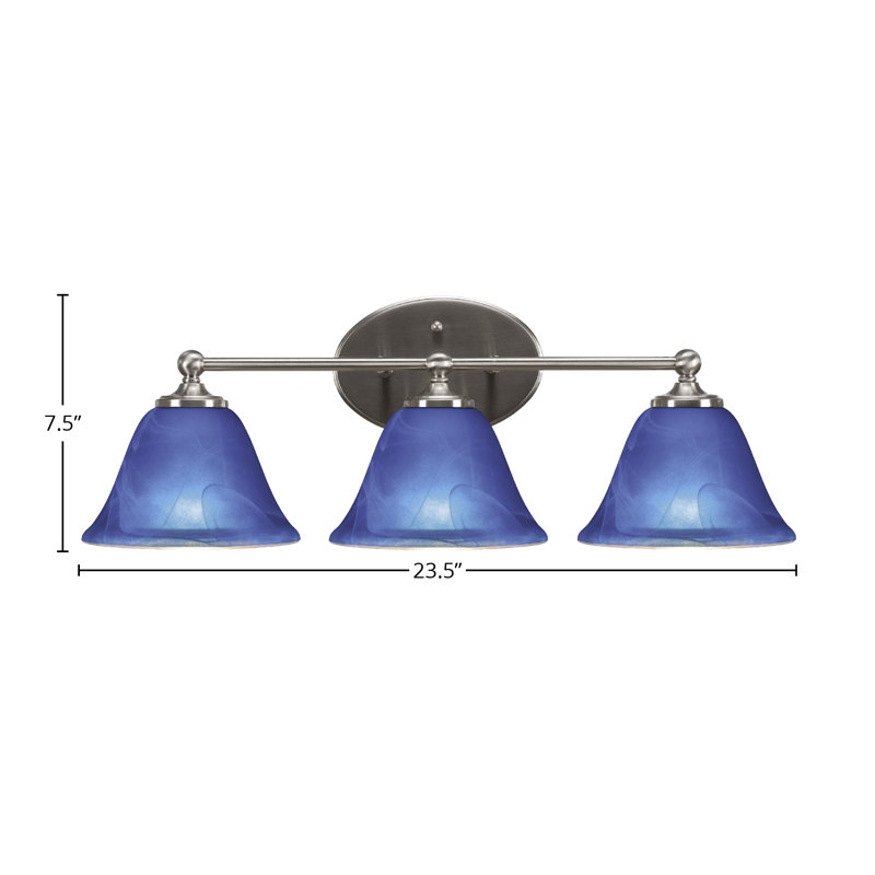 Sadea Light Bath Bar Shown With 7" Blue Italian Glass, Brushed Nickel, 3