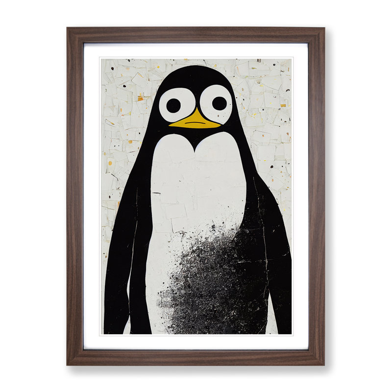 Painted Penguin No.1 - Wall Art, 34cm H x 25cm W x 2cm D, Walnut