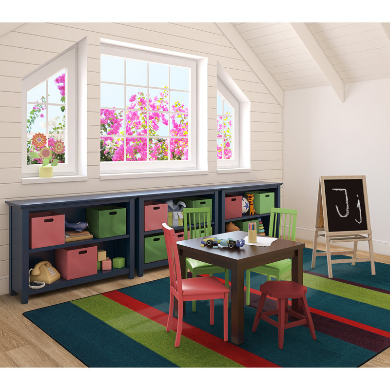 Tapis droit et étroit à rayures tropicales, Rectangle 5 pi 4 po x 7 pi 8 po