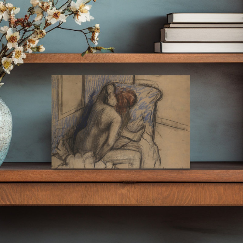Woman Drying Her Hair, C.1902 Impressionist Abstract Contemporary Wall Art Print by Edgar Degas - 1 Piece Wrapped Canvas Wall Art