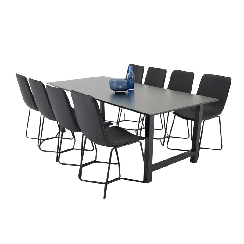Nekoosa 8 -Person Dining Set, Black