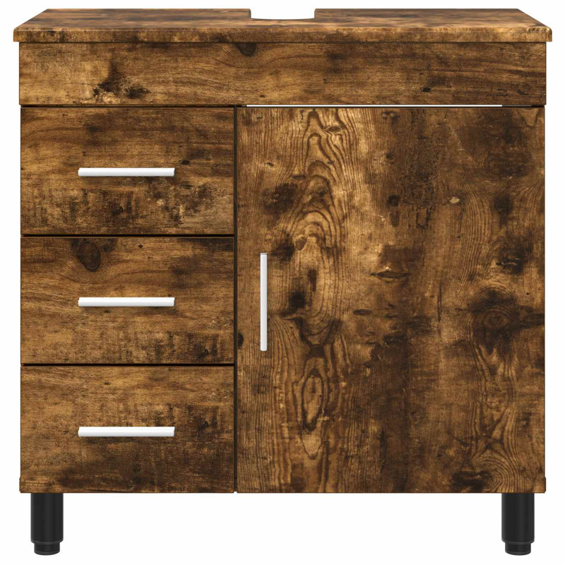 60cm Bathroom Vanity Base Only, Smoked Oak