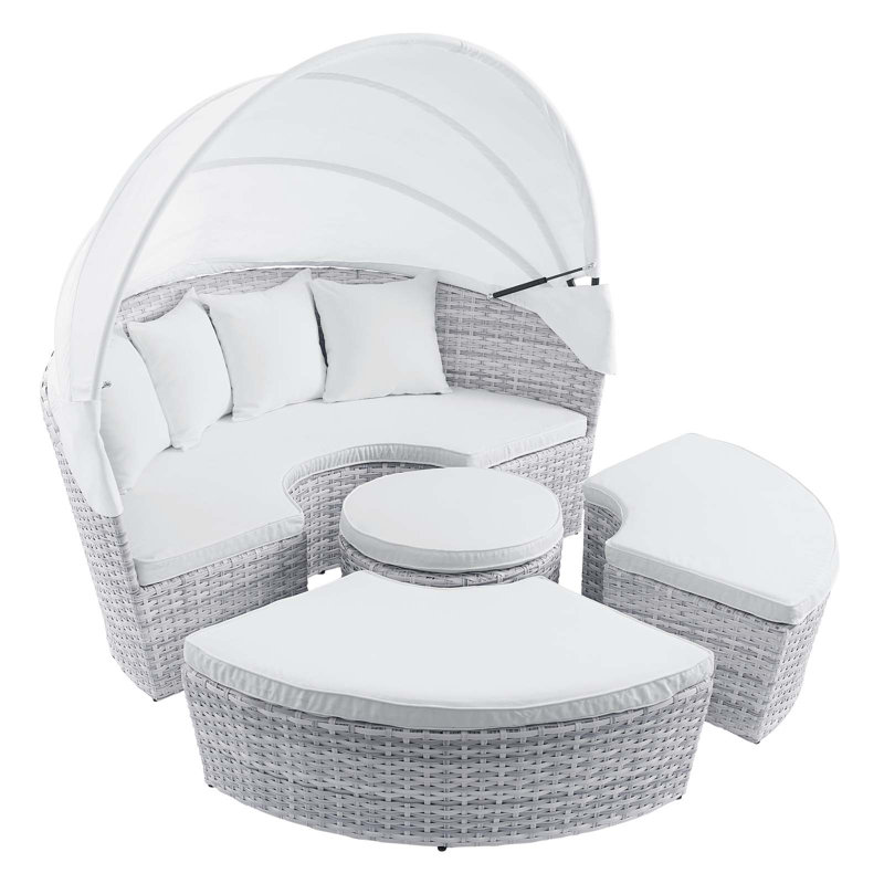 Lit de jour d'extérieur Scottsdale Canopy Sunbrella par Modway, Sunbrella® blanc