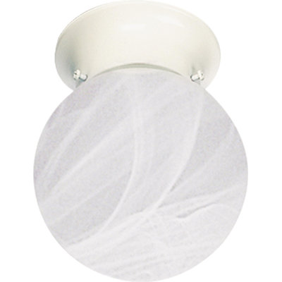 Marti 1-Light Indoor White Mini Flush Mount Ceiling Fixture with Alabaster Glass Round Orb Sphere Globe Shade