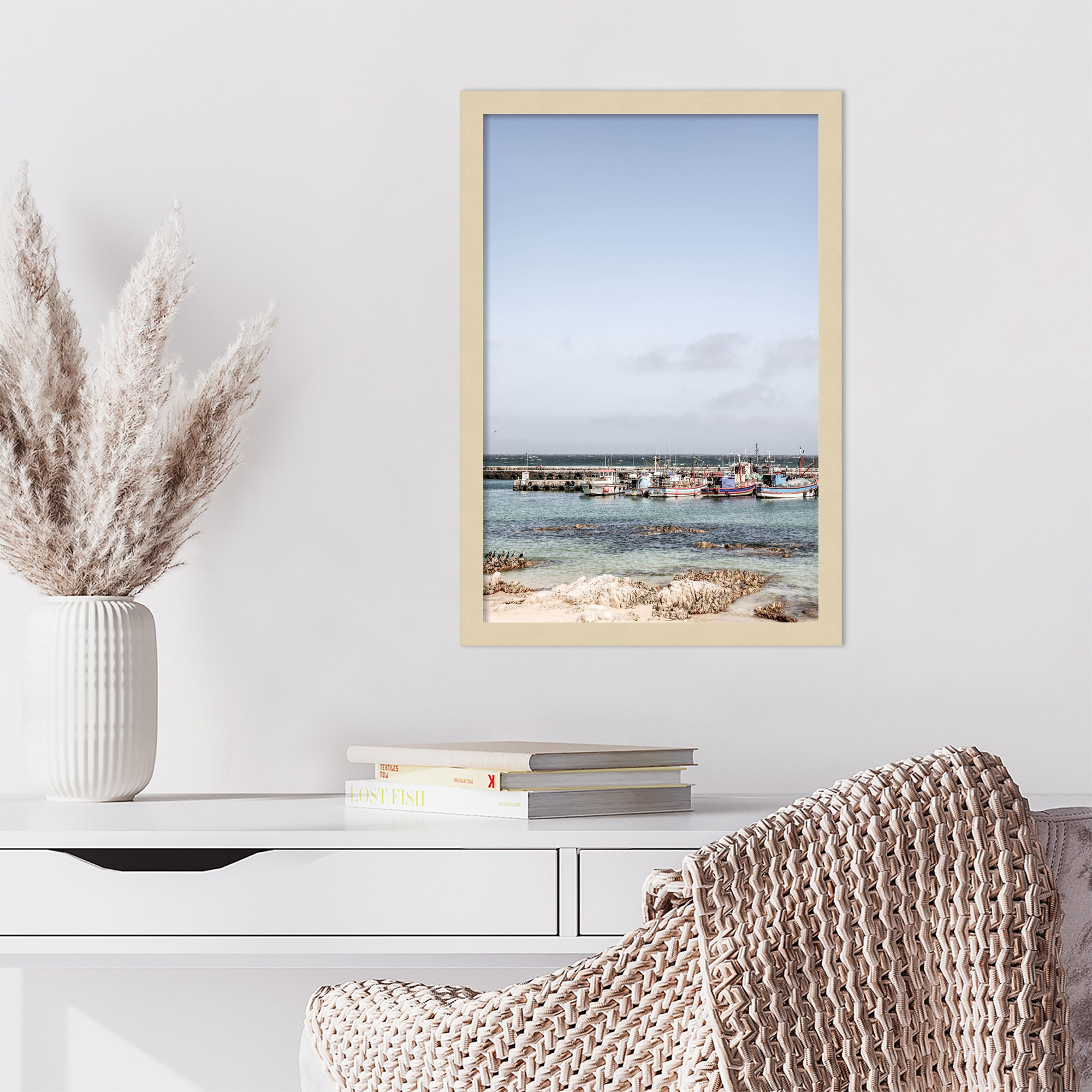 Kalk Bay Beach by Shot by Clint Wood Framed Wall Art Print, Brown, 21" H x 15" W