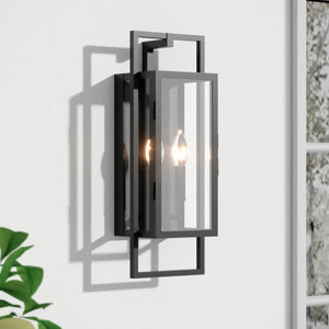 Selisa 2 -Light 21.5''H Steel And Glass Outdoor Wall Light with Dusk to Dawn