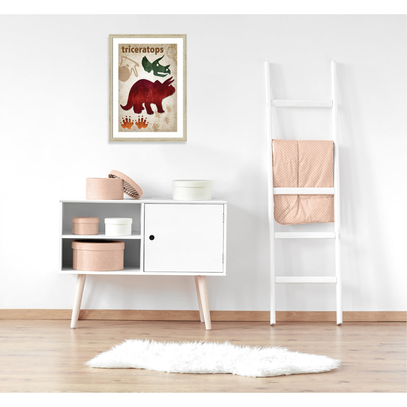 Adhésif décoratif dinosaures-04 ', H 36,5 po x l 26,5 po x P 0,625 po, Beige Flat Framed