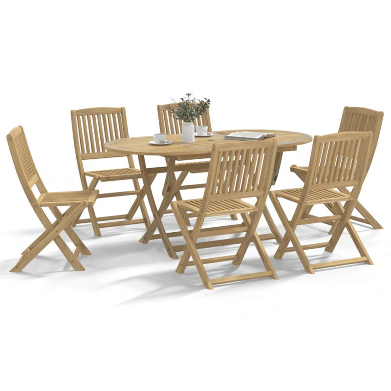 Acacia Solid Wood Patio Dining Set, 6