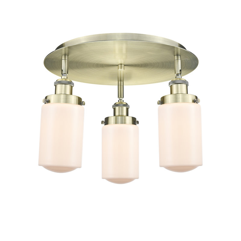 Erkson Glass Flush Mount, Antique Brass, Matte White