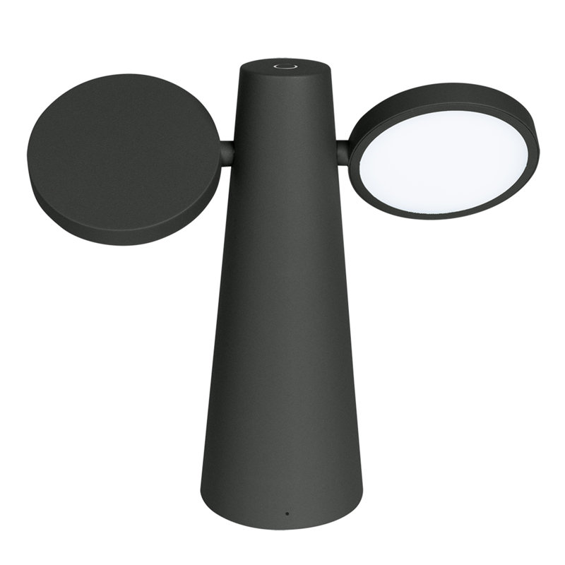 Lampe de table d'extérieur à DEL intégrée à pile 11 po Oto, Gris anthracite