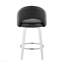 Tabouret de comptoir à hauteur fixe avec pivot en bois blanc et similicuir noir avec repose-pieds rond chromé - ensemble de 2-132452738-132452736