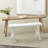 Brunhild Wood Slim Distressed Brown Bench with Smaller White Bench Set