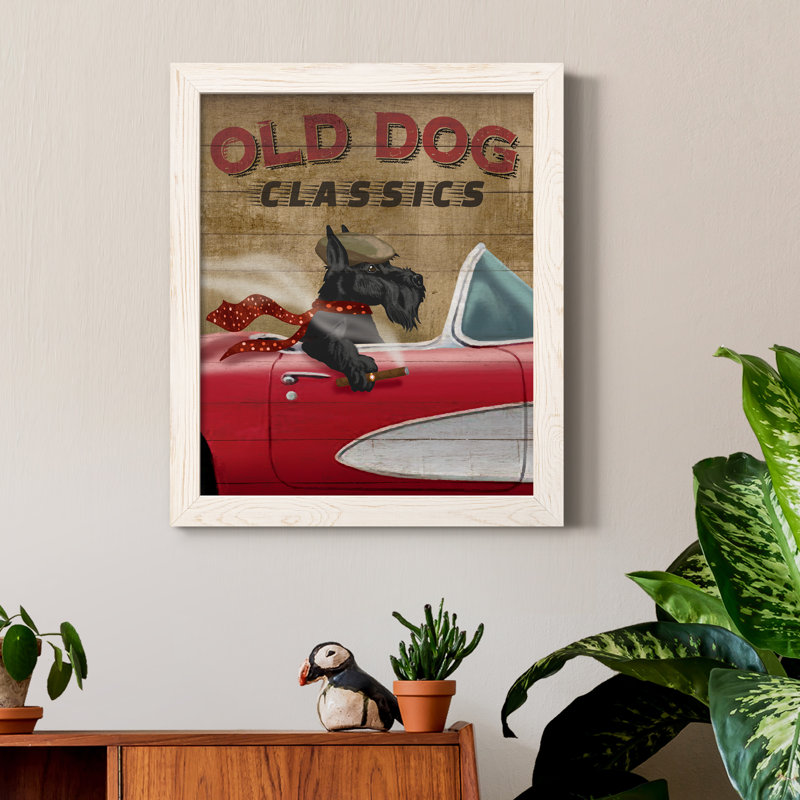 " Old Dog Classics ", White Framed Canvas, 20" H x 17" W x 1.5" D